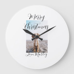 Frohe Weihnachtshunde Katze Foto Weihnachtsgeschen Große Wanduhr