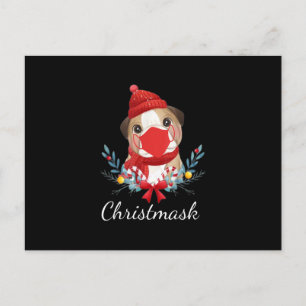 Frohe Weihnachtshunde Lover Bulldog Tragemaske Feiertagspostkarte