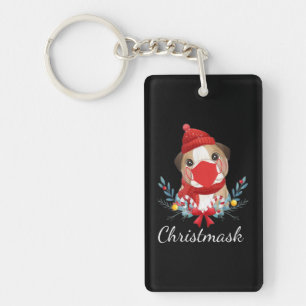 Frohe Weihnachtshunde Lover Bulldog Tragemaske Schlüsselanhänger