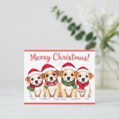 Frohe Weihnachtshunde mit roter Grenze Postkarte (Stehend Vorderseite)
