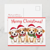 Frohe Weihnachtshunde mit roter Grenze Postkarte (Vorne/Hinten)
