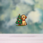 Frohe Weihnachtshunde mit schönem Baum für Erwachs Acrylschild (Neutral)