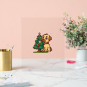 Frohe Weihnachtshunde mit schönem Baum für Erwachs Acrylschild (Hochzeit)
