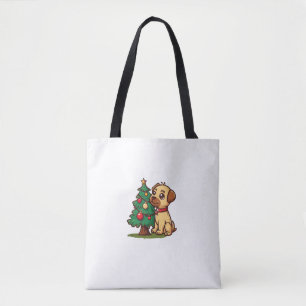 Frohe Weihnachtshunde mit schönem Baum für Erwachs Tasche