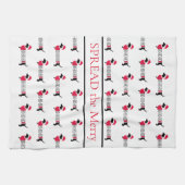 Frohe Weihnachtshunde Niedliche Dackeln Typografie Geschirrtuch (Horizontal)