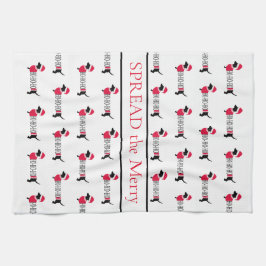 Frohe Weihnachtshunde Niedliche Dackeln Typografie Geschirrtuch