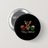 Frohe Weihnachtshunde Paws Lights Buffalo Kariert Button (Vorne & Hinten)