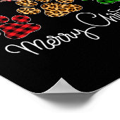 Frohe Weihnachtshunde Paws Lights Buffalo Kariert  Poster (Ecke)
