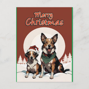 Frohe Weihnachtshunde Postkarte