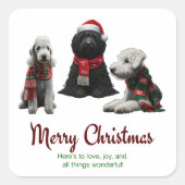 Frohe Weihnachtshunde Quadratischer Aufkleber (Vorderseite)
