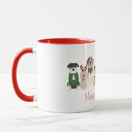 Frohe Weihnachtshunde Red Green Tasse (Links)