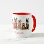 Frohe Weihnachtshunde Red Green Tasse (VorderseiteRechts)
