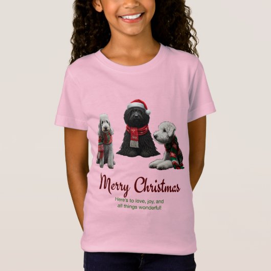 Frohe Weihnachtshunde T-Shirt (Vorderseite)