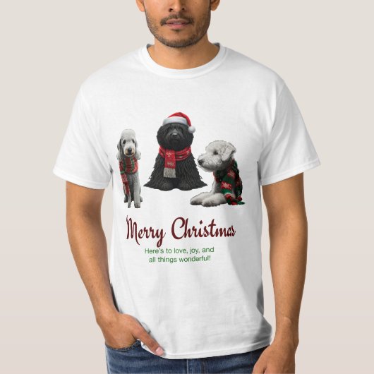 Frohe Weihnachtshunde T-Shirt (Vorderseite)