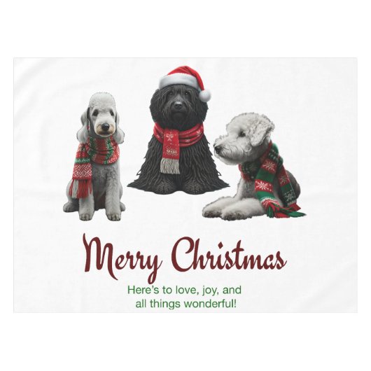Frohe Weihnachtshunde Tischdecke (Vorderseite (Horizontal))