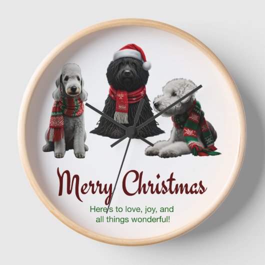 Frohe Weihnachtshunde Uhr (Vorderseite)