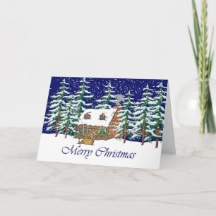 Frohe Weihnachtshütte Feiertagskarte