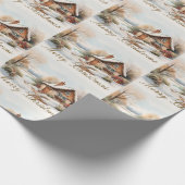 Frohe Weihnachtshütte in verschneiten Landschaften Geschenkpapier (Ecke)