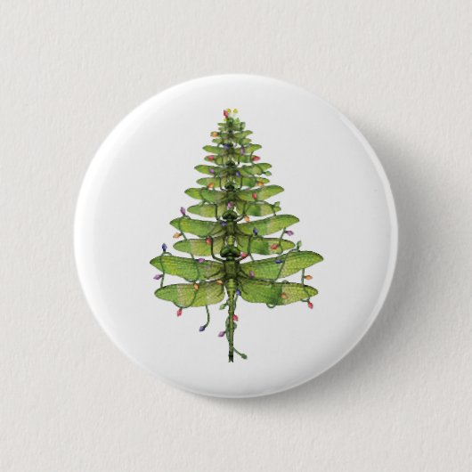 Frohe Weihnachtsinsekt Lover Xmas Dragonfly Button (Vorderseite)