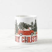 Frohe Weihnachtsjahrtausende Autos und Bäume Tasse (Mittel)