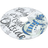 Frohe Weihnachtsjause ist kalt draußen Schneemann Polyester Weihnachtsbaumdecke (Schrägansicht)