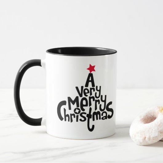 Frohe Weihnachtsjause und Tasse (Mit Donut)