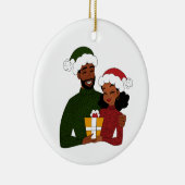 Frohe Weihnachtsjunge Grün und Rot Keramik Ornament (Rechts)