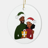 Frohe Weihnachtsjunge Grün und Rot Keramik Ornament (Links)