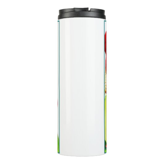 Frohe Weihnachtsjunge und Mädchen Thermosbecher (Rückseite)