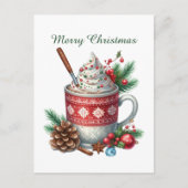 Frohe Weihnachtskaffee Schneemann Feiertagspostkarte (Vorderseite)