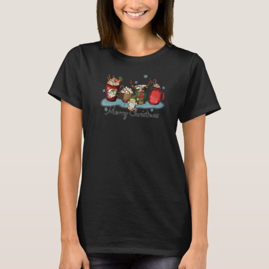 Frohe Weihnachtskaffee Snowmen Peppermint Latte Ho T-Shirt (Vorderseite)