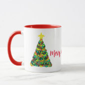 Frohe Weihnachtskaffee-Tasse mit Urlaubspflanzen Tasse (Links)