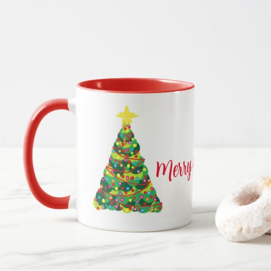 Frohe Weihnachtskaffee-Tasse mit Urlaubspflanzen Tasse (Mit Donut)