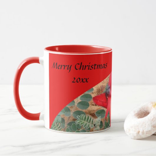 Frohe Weihnachtskaffee-Tasse - rot Tasse (Mit Donut)