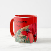 Frohe Weihnachtskaffee-Tasse - rot Tasse (Vorderseite Links)