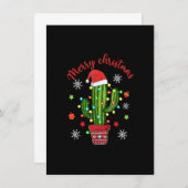 Frohe Weihnachtskaktus mit Weihnachtsmannmütze Lig Einladung (Vorne/Hinten)