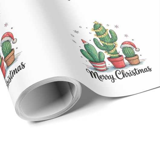 Frohe Weihnachtskaktus Tree Festive Weihnachten Li Geschenkpapier (Rolleneckpunkt)