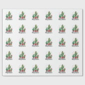 Frohe Weihnachtskaktus Tree Festive Weihnachten Li Geschenkpapier (Flach)