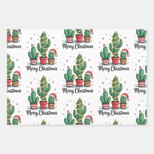 Frohe Weihnachtskaktus Tree Festive Weihnachten Li Geschenkpapier Set (Vorderseite)