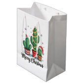Frohe Weihnachtskaktus Tree Festive Weihnachten Li Mittlere Geschenktüte (Vorderseite Schrägansicht)