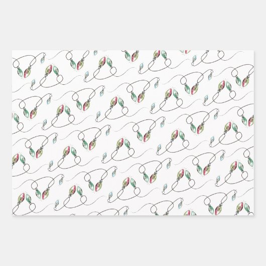 Frohe Weihnachtskaktus und Lichter Geschenkpapier Set (Vorderseite 2)