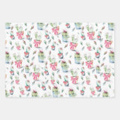 Frohe Weihnachtskaktus und Lichter Geschenkpapier Set (Vorderseite)