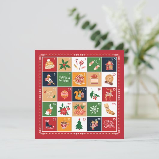 Frohe Weihnachtskalender Poinsettia Red (Stehend Vorderseite)