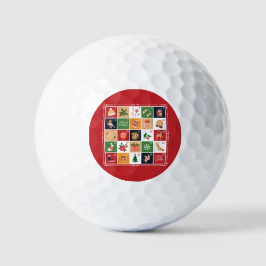 Frohe Weihnachtskalender Poinsettia Red Golfball (Vorderseite)