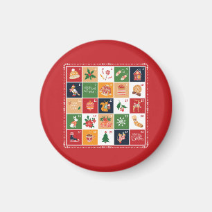 Frohe Weihnachtskalender Poinsettia Red Magnet