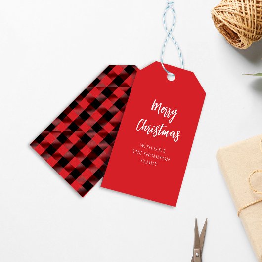 Frohe Weihnachtskalligrafie Buffalo Karo Geschenkanhänger