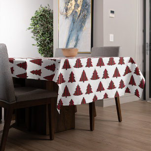 Frohe Weihnachtskalligrafie Buffalo Karo Pattern Tischdecke