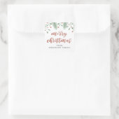 Frohe Weihnachtskalligrafie Cherry Botanical Quadratischer Aufkleber (Tasche)