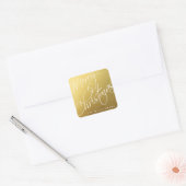 Frohe Weihnachtskalligrafie Chic Gold Custom Quadratischer Aufkleber (Umschlag)