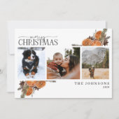 Frohe Weihnachtskalligrafie Citrus Botanisches Fot Feiertagskarte (Vorderseite)